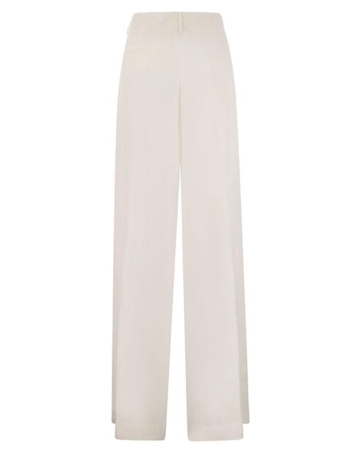 Antonelli White Tulipano Linen Wide Trousers