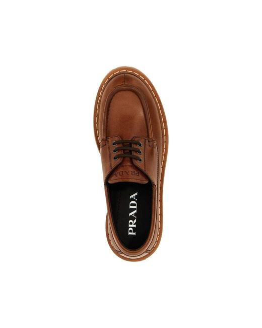Prada Brown Braune Loafer Schuhe St. Moritz