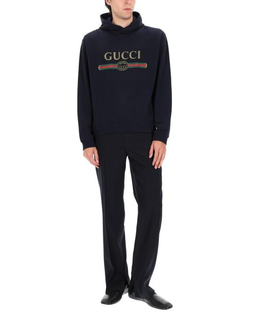 Gucci Blue Felpa Con Logo for men