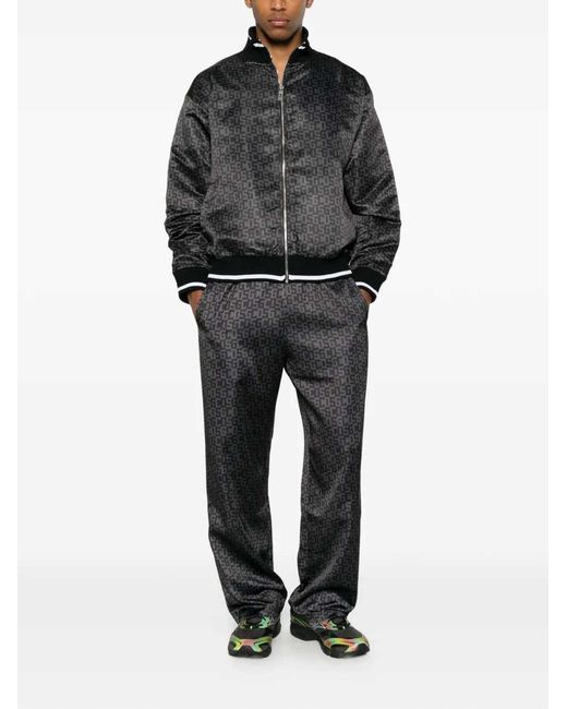 Gcds Black Full Zip Nylon "Monogram Logo" Jacket