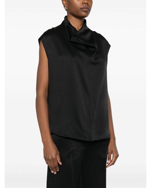 Totême Black Sleeveless Top With Boxy Silhouette