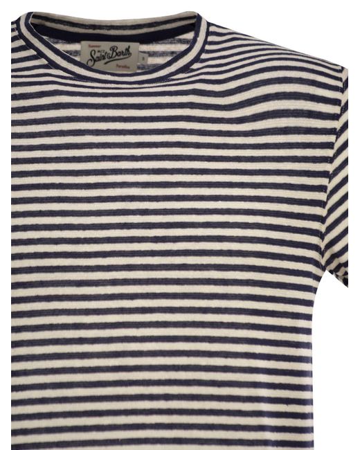 Mc2 Saint Barth White Striped T-Shirt for men