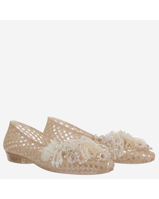 HEAVENLY JELLY Natural Transparent Ballerina Flats With Decoration