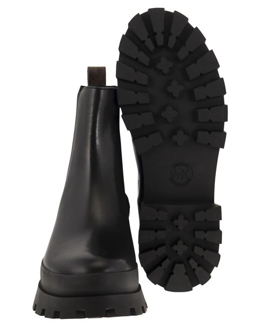 MICHAEL Michael Kors Rowan Leather Chelsea Boot Met Logo in het Black
