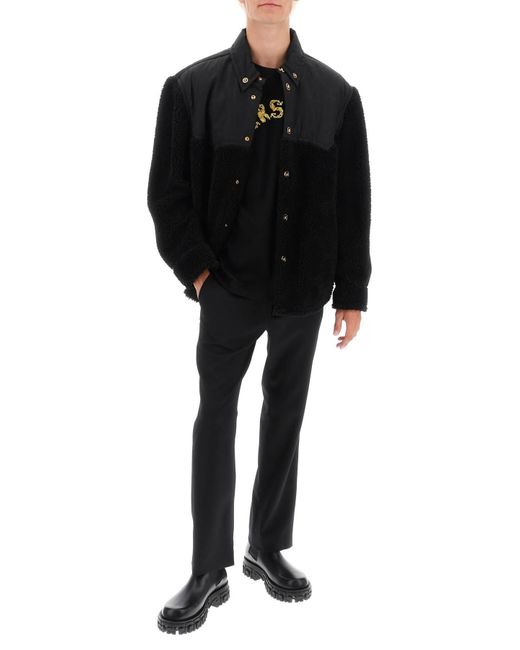 Barocco Silhouette Fleece Jacke Versace de hombre de color Black