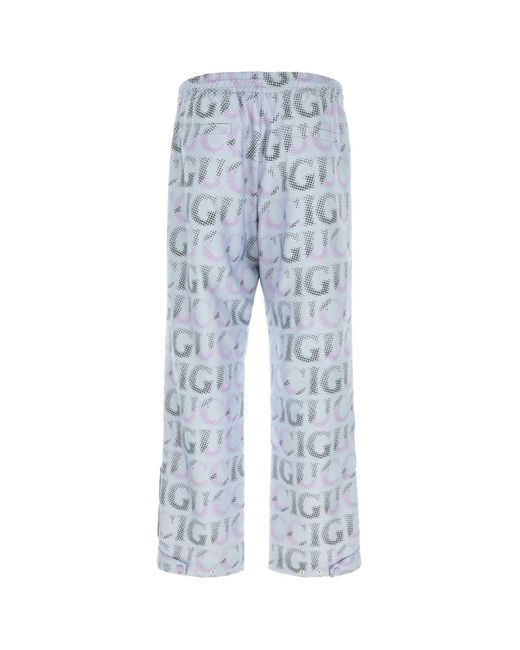 Gucci Blue Printed Polyester Pant for men