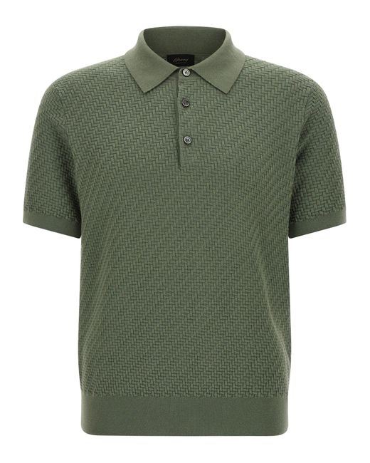 Brioni Weaving Polo Plot in Green für Herren