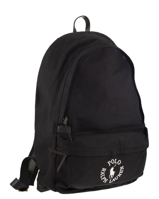 Canvas Backpack avec logo brodé Polo Ralph Lauren pour homme en coloris Black
