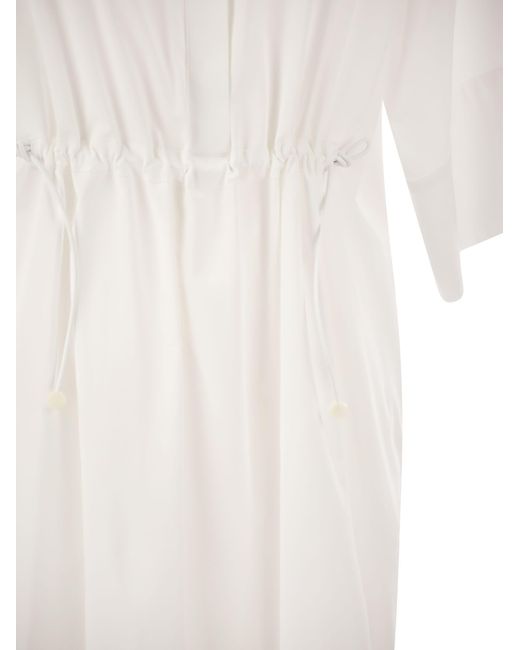 Eulalia Long Cotton e Silk Chemisier Dress di Max Mara in White