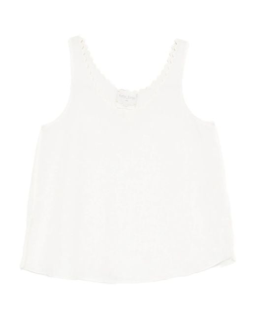 Forte_forte White Top Ricamo Cappa Garza Lino Chic