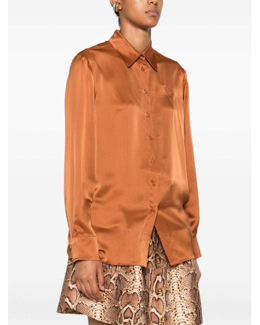 Zimmermann Orange Satin Silk Shirt