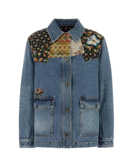 Valentino Garavani Blue Denim Padded Jacket