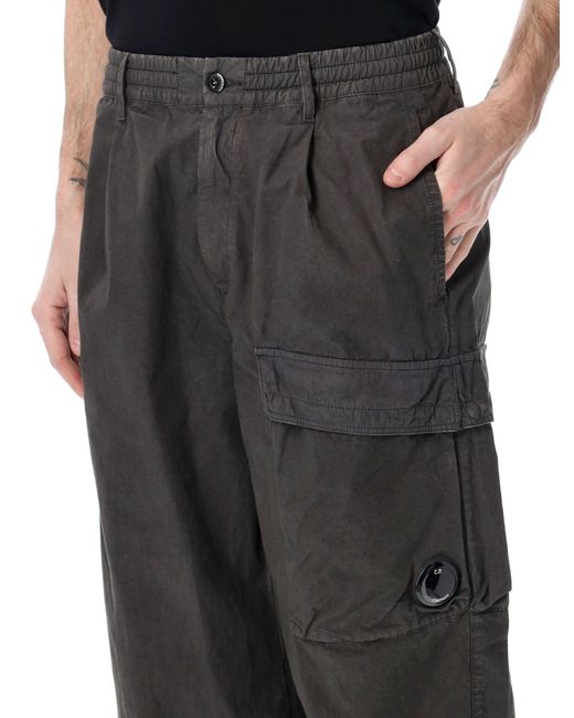 C P Company Black Microreps Cargo Pants for men