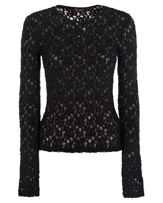 Max Mara Black Gennaio Tight Fitting Cloqué Lace Jersey
