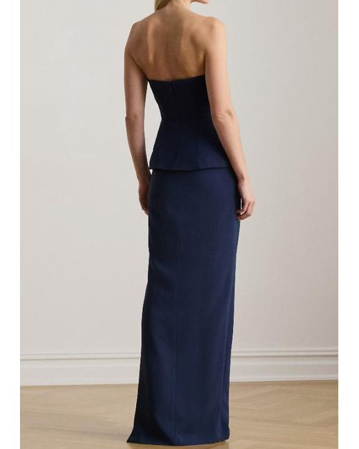 Ralph Lauren Blue Cady Stretch Long Dress