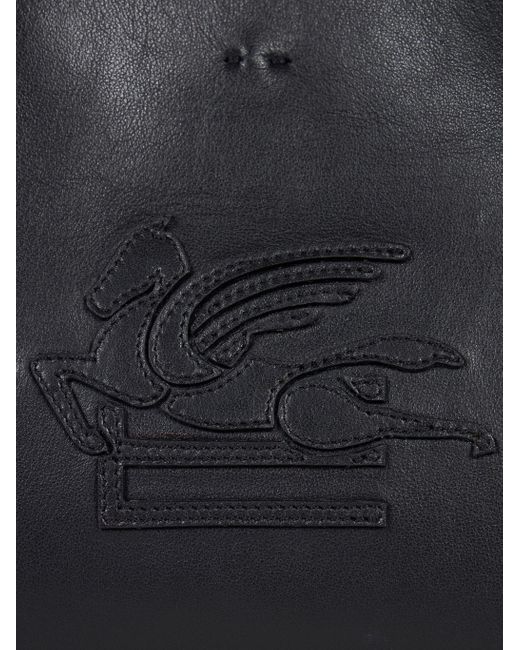 Etro White Schwarzes Kalb Leder geflochtene Umhängetasche