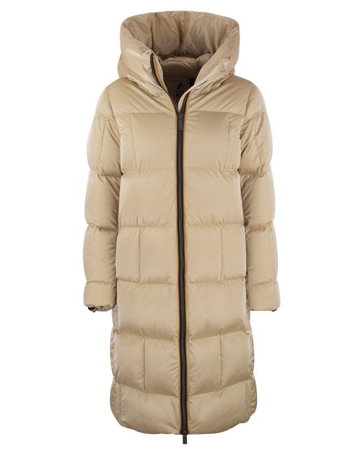 Ou en veste à capuche longue K-Way en coloris Natural