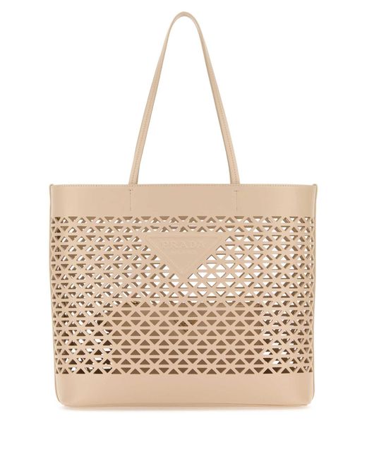 Prada Natural Sand Leather Shopping Bag