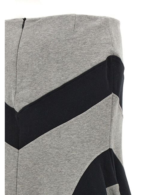 The Attico Gray Asymmetrical Long Skirt
