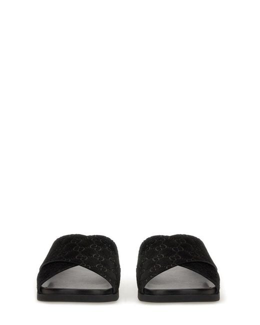Gucci Black Sandal Slider With Gg Pattern for men