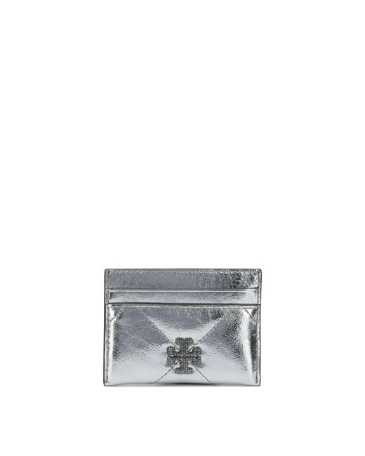 Tory Burch Gray Cow Leather Card Holder