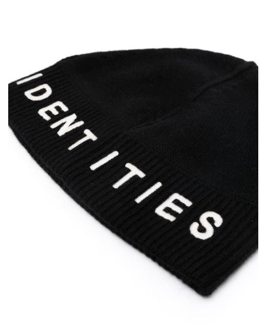 Random Identities Black Logo-Embroidered Wool Blend Beanie for men