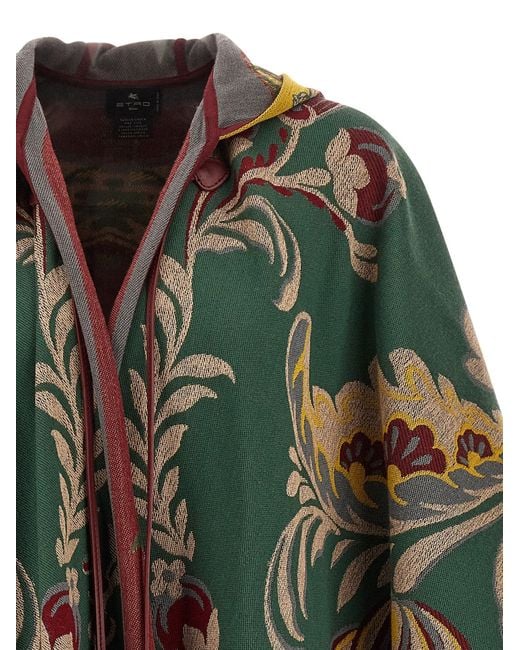 Etro Green Blumen-Paisley-Cape