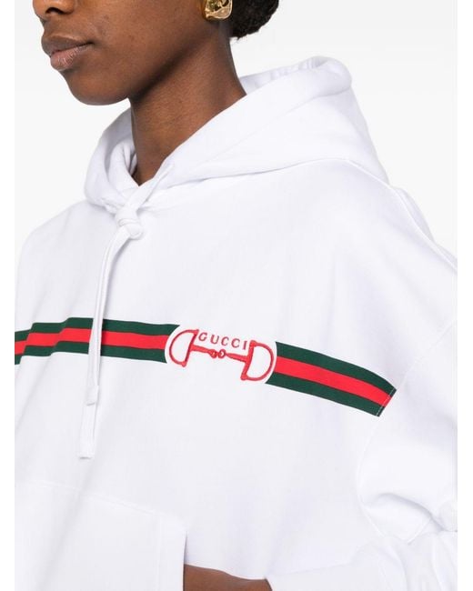 Gucci White Logo Cotton Hoodie