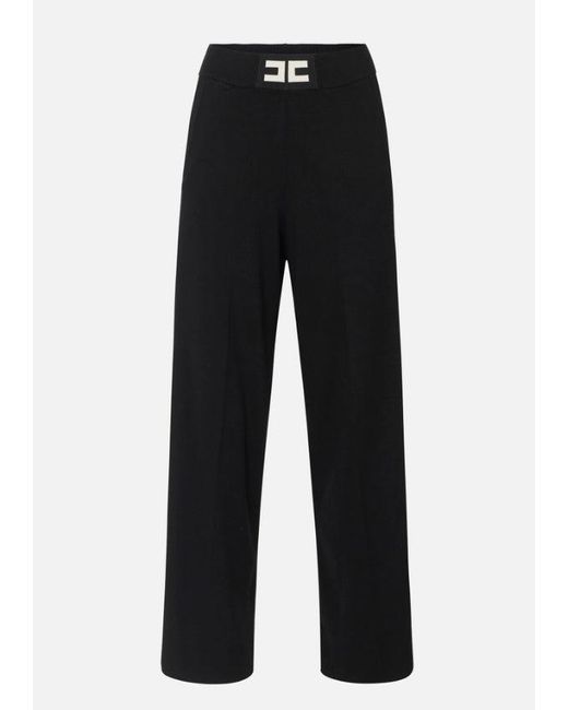 Elisabetta Franchi Black Hosen mit glänzenden Bands