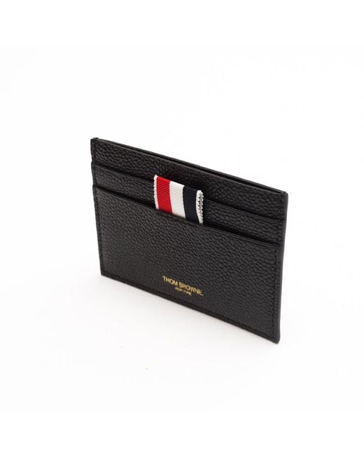 Thom Browne Black Pebbled Leather Cardholder for men
