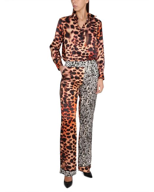 Roberto Cavalli Multicolor Moray Eel Print Pants