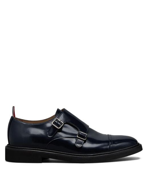 Thom Browne Black Cap Toe Oxford Double Monkstrap Shoe W/ Micro Sole