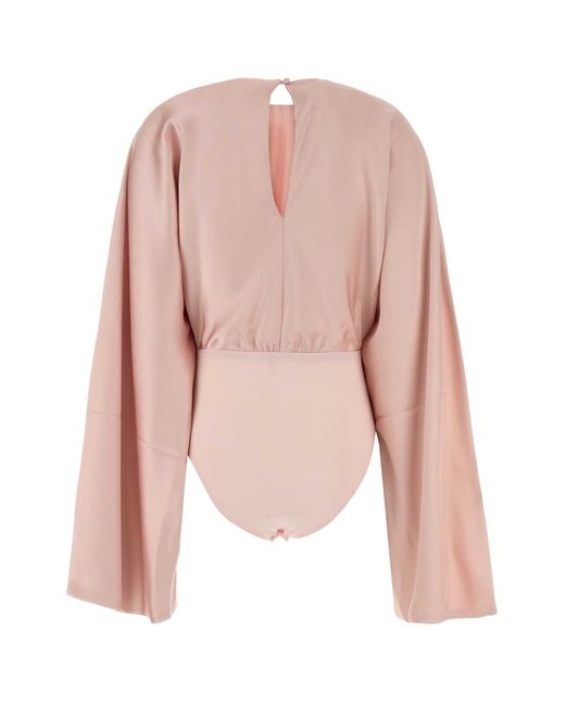 Norma Kamali Pink Satin Bodysuit