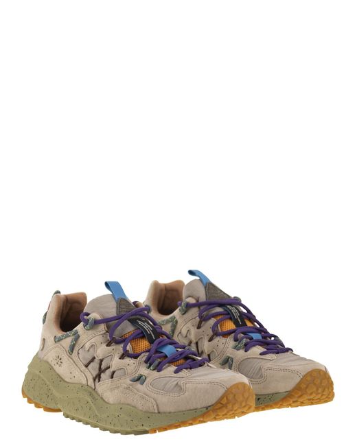 Flower Mountain Brown Yamabushi -Turnschuhe im Wildleder und technischen Stoff