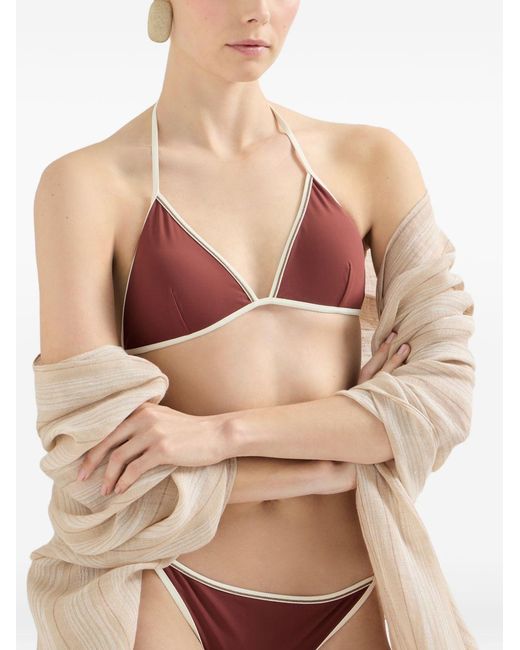 Brunello Cucinelli Driehoekige Bikinitop in het Natural