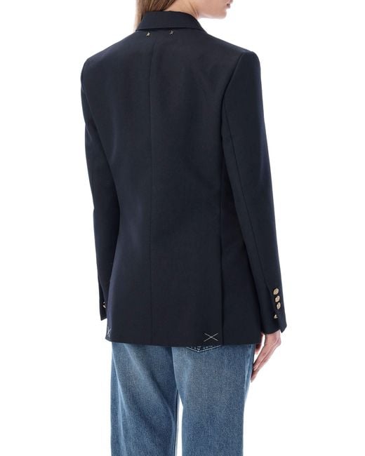 Golden Goose Deluxe Brand Blue Double-Breasted Blazer With Buttons