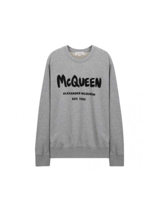 Camiseta deportiva con logo estampado de Alexander McQueen de hombre de color Gray