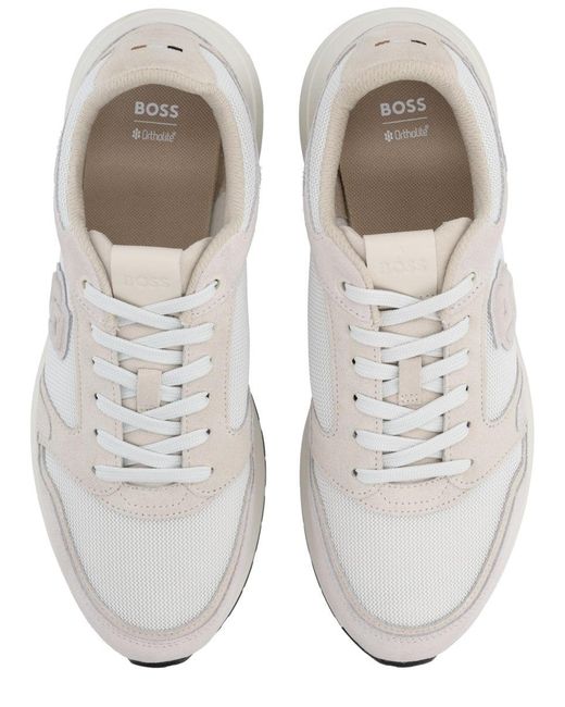 Boss White Monogrammed Sneaker for men