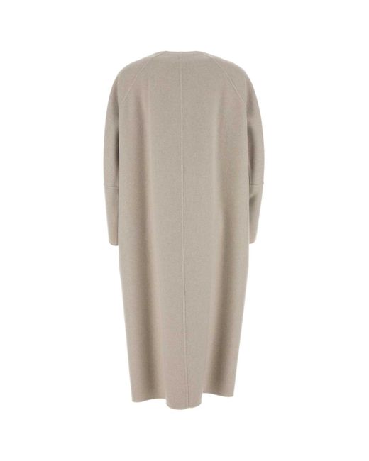 Max Mara Natural Buttoned Long-Sleeved Coat