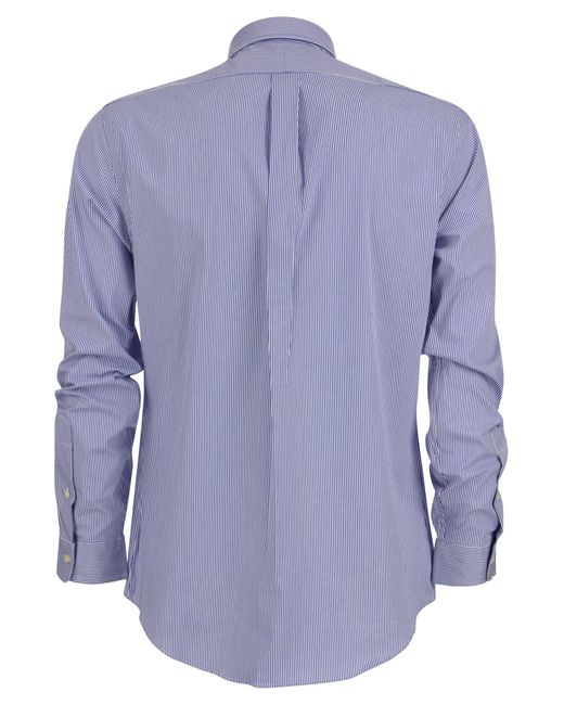 Stretch Strited Poplin Shirt di Polo Ralph Lauren in Blue