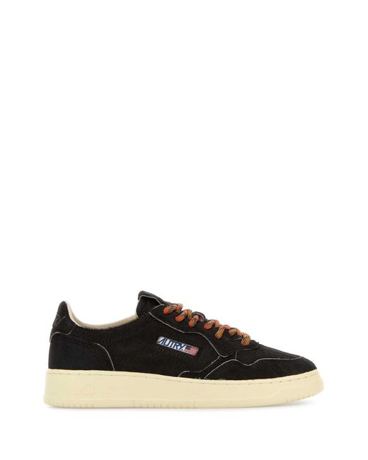 Autry Black Dark Brown Calf Hair Medalist Sneakers