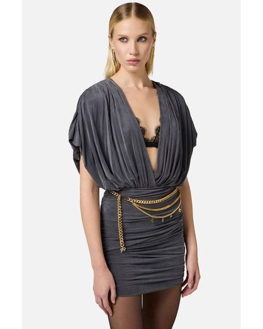 Elisabetta Franchi Black Ruched Mini Dress
