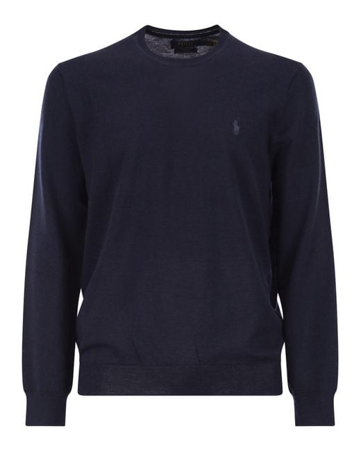 Polo Ralph Lauren Blue Slim-Fit Washable Wool Crew Neck Jumper for men