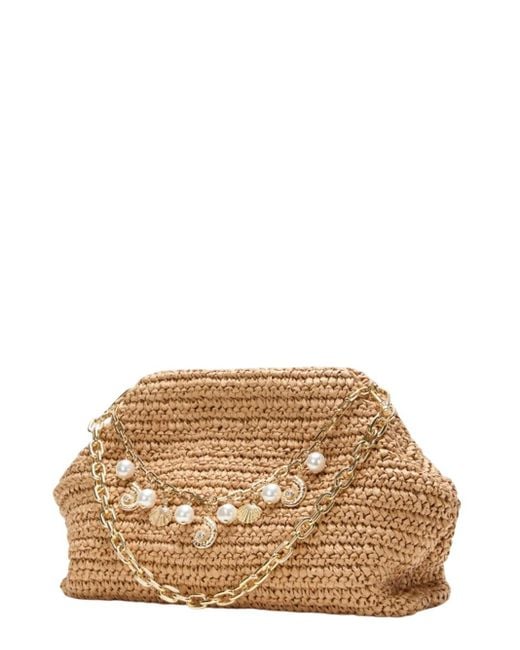 Self-Portrait Natural Self Portrait Raffia Charm Crossbody Bag