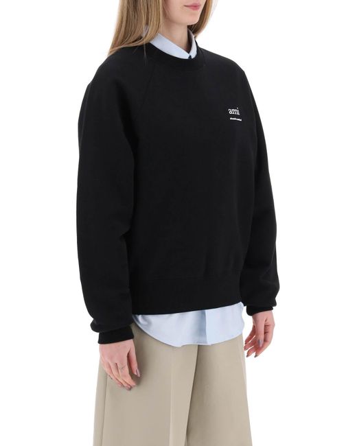 AMI Bio -Baumwoll -Crewneck Sweatshirt in Black für Herren