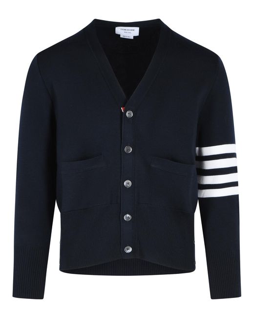 Thom Browne Blue 'Milano 4 Bar' Virgin Wool Cardigan