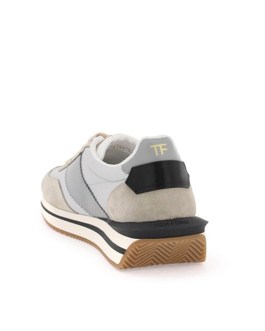 Tom Ford James Sneakers In Lycra En Suede Leer in het White voor heren