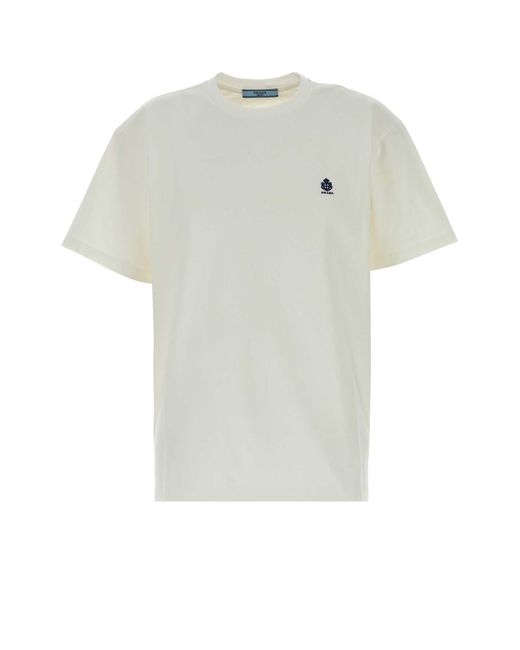 Prada White Logo Crew Neck T-Shirt