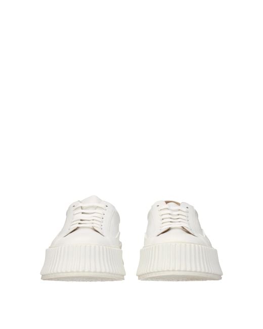 Jil Sander White Platform Leather Sneakers