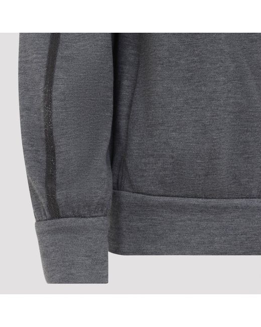 Brunello Cucinelli Gray Full Zip Monile Sweatshirt